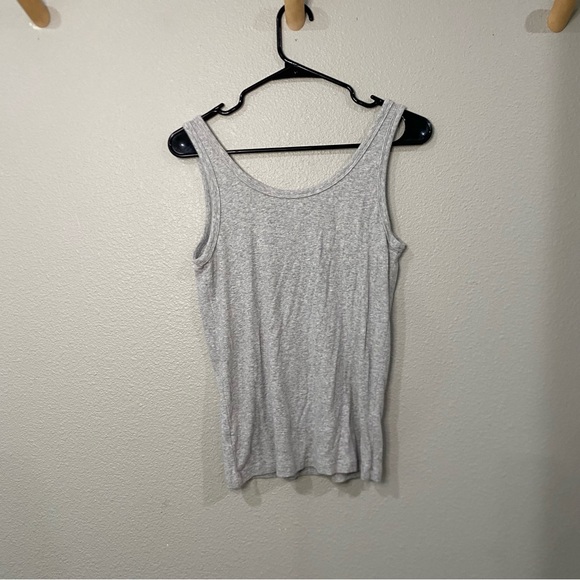 Aerie Gray Ribbed Tank Top Size Large EUC Soft Stretchy Basic Layering Top - Picture 5 of 7